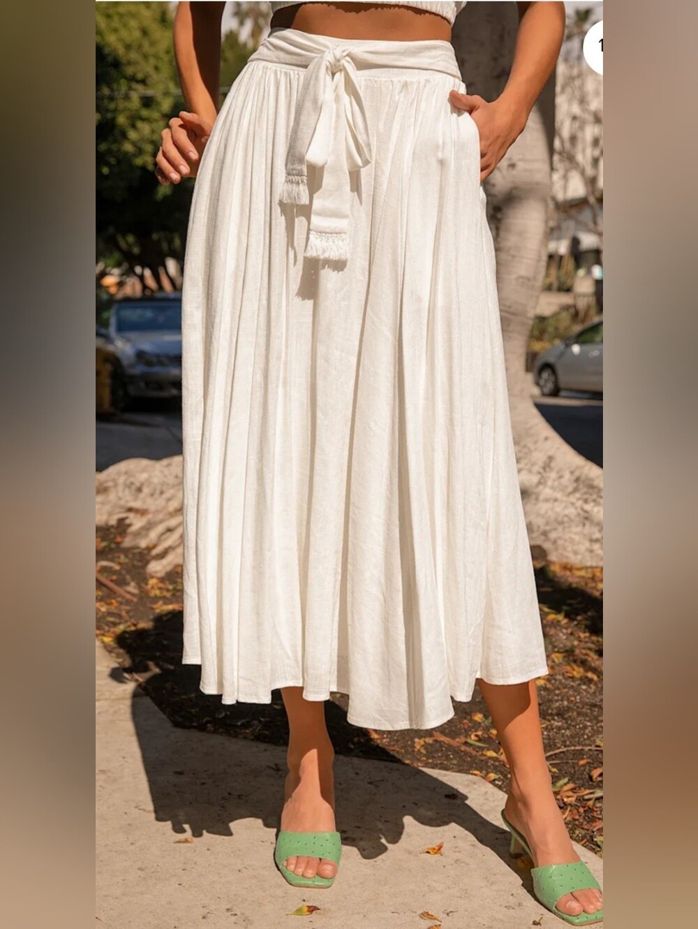 NWT Lulu's Brings You Back Ivory Midi Skirt (Only) - Picture 6 of 6
